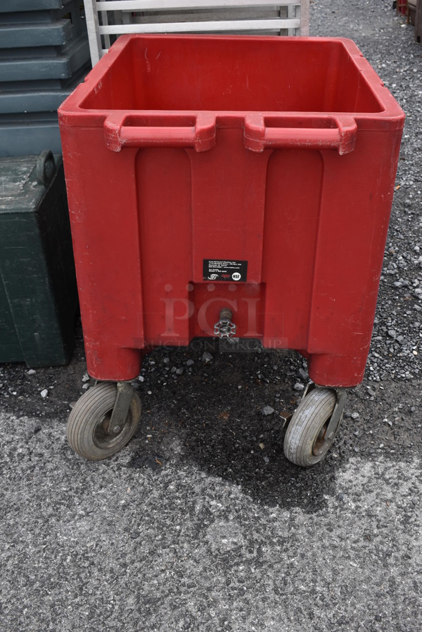 Red Poly Insulated Portable Ice Bin Cart on Casters. 36x27x35 - Image 4 of 6