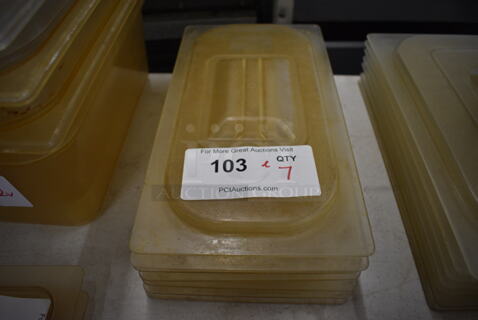 ALL ONE MONEY! Lot of 7 Clear Poly 1/3 Size Drop In Bin Lids!