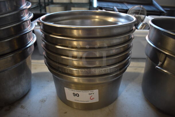 6 Stainless Steel Cylindrical Drop In Bins. 11x11x6. 6 Times Your Bid!