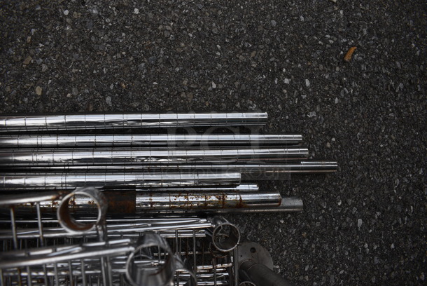 ALL ONE MONEY! Lot of 8 Chrome Finish Wire Shelves and 8 Poles. Includes 60x18x1.5, 72x18x1.5 - Image 3 of 3