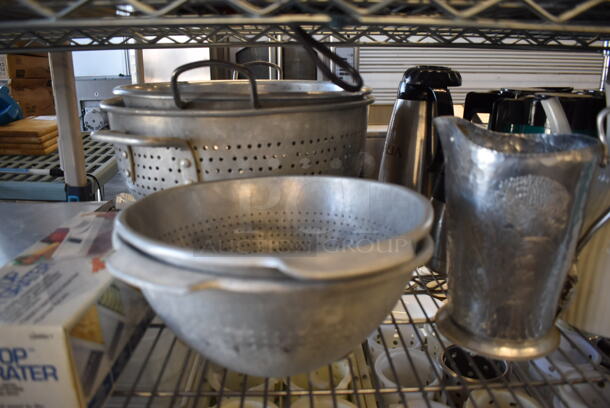 ALL ONE MONEY! Tier Lot of Various Items Including Metal Colanders, Coffee Urns and Metal Pieces - Image 4 of 5