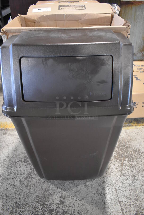 BRAND NEW IN BOX! Rubbermaid 7822 Brown Poly Profile Container 15 Gallon Slim Jim Wall Mountable Fire Resistant Trash Can. 20x11x34 - Image 6 of 7