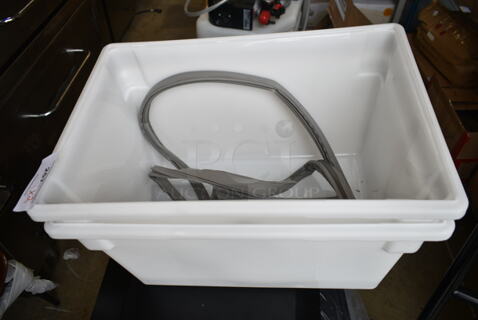3 BRAND NEW SCRATCH AND DENT! Items Including 2 176FBPE18265 White Poly Bins and 1 Gray Seal. 3 Times Your Bid!