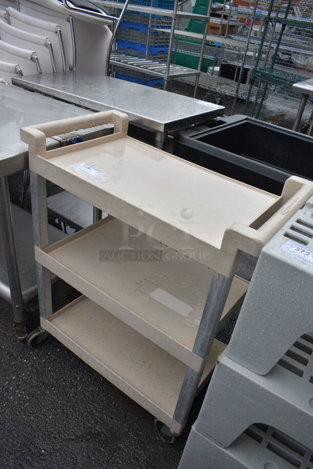 Tan Poly 3 Tier Cart w/ 2 Push Handles on Commercial Casters. 31x16x36 - Image 2 of 3