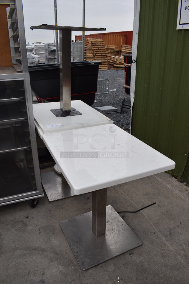 3 White Tables on Chrome Finish Metal Table Base. 24x30x30. 3 Times Your Bid! - Image 2 of 5