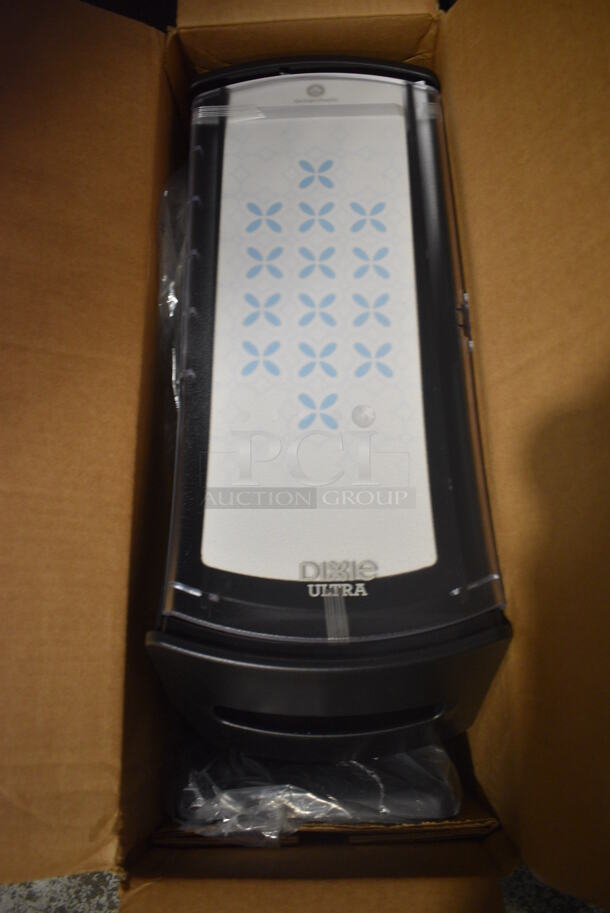 2 BRAND NEW IN BOX! Dixie Ultra Black Poly Countertop Napkin Dispensers. 9x9x24. 2 Times Your Bid!