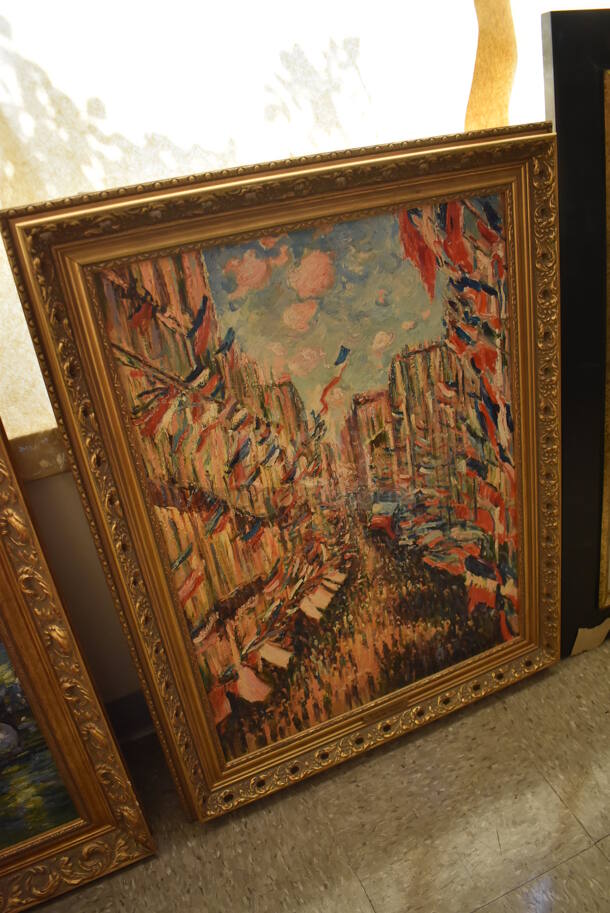 Framed Canvas Painting Reproduction of Rue Montorgeil by Claude Monet From Art Dealer Ed Mero! - Image 3 of 7