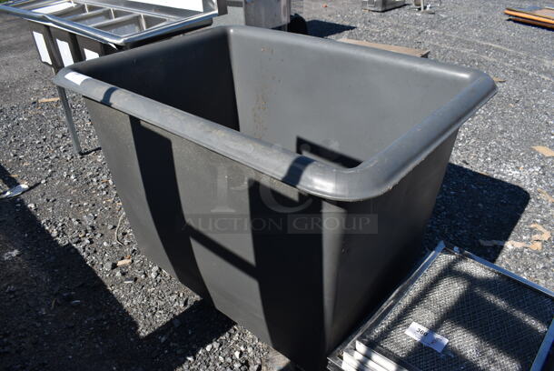 Uline Gray Poly Box Truck Portable Bin on Commercial Casters. 45x32x35