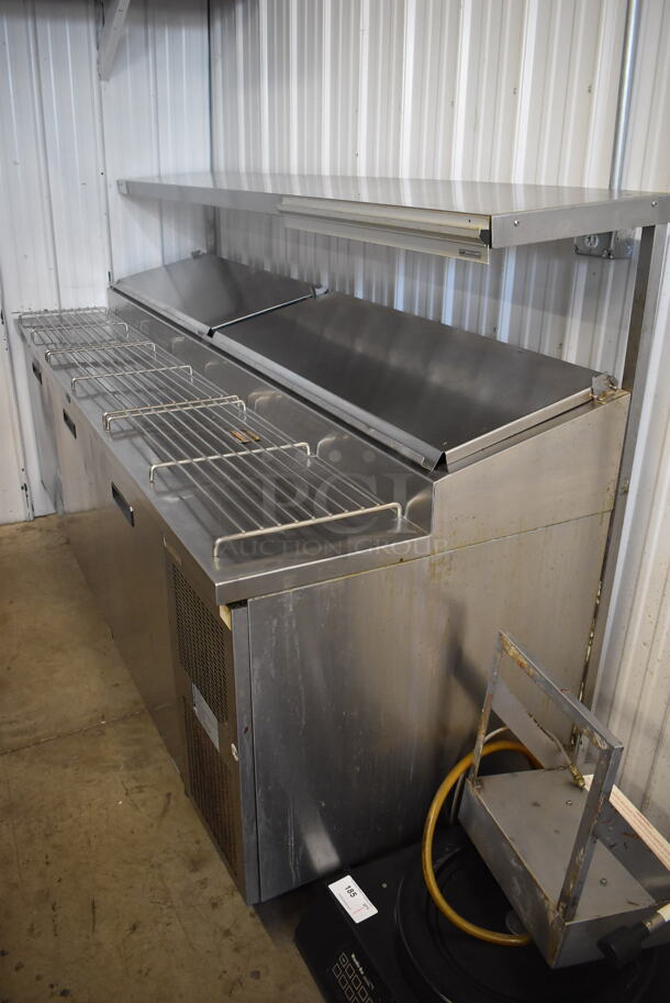 Randell 8395N Stainless Steel Commercial Pizza Prep Station w/ Over Shelf on Commercial Casters. 115 Volts, 1 Phase. 95x35x57. Picture of the Unit Before Removal Is Included In the Listing. Tested and Working! - Image 2 of 10