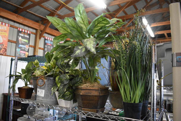 ALL ONE MONEY! Lot of 9 Various Fake Plants in Holders! - Image 4 of 4
