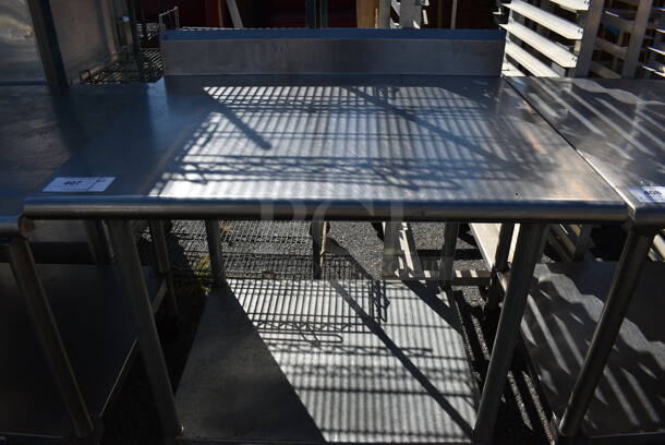 Stainless Steel Table w/ Back Splash and Metal Under Shelf. 36x30x40