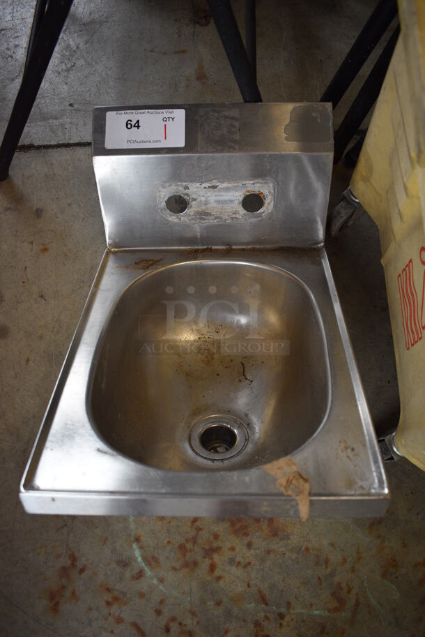 Stainless Steel Commercial Single Bay Wall Mount Sink. 12x18x16