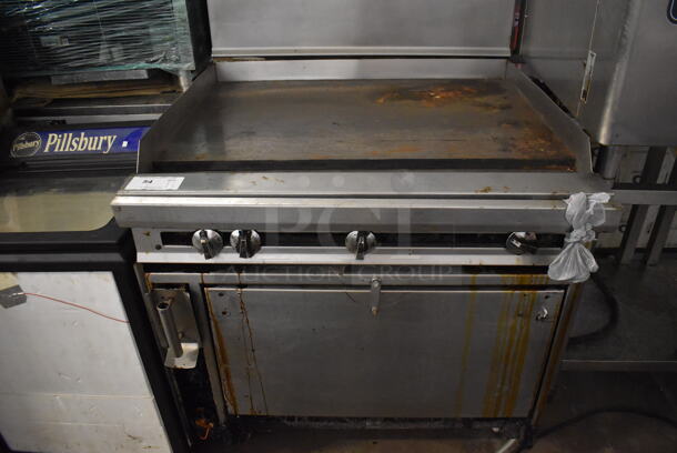 Stainless Steel Commercial Natural Gas Powered Flat Top Griddle w/ Convection Oven and Back Splash on Commercial Casters. 36x34x72.5 - Image 2 of 6