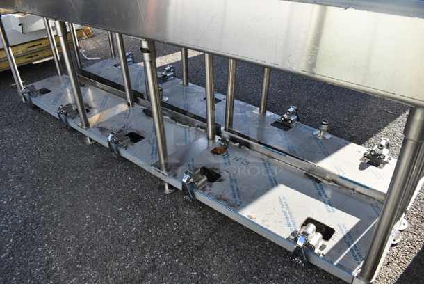 BRAND NEW SCRATCH AND DENT! Advance Tabco FS-FMM-100FV Stainless Steel 16 Gauge Multi Station Hand Sink w/ 5 Faucets, 5 Foot Pedals and Under Shelf. 100x18.5x44 - Image 7 of 7