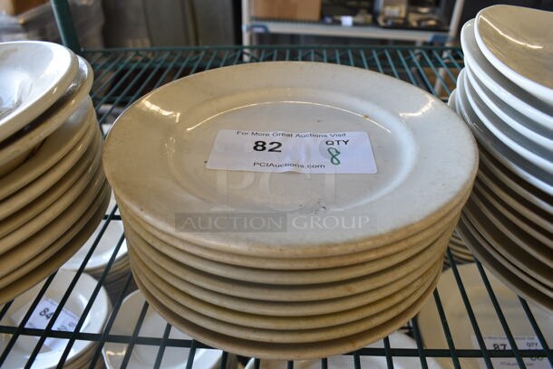 8 White Ceramic Plates. 9x9x1. 8 Times Your Bid!