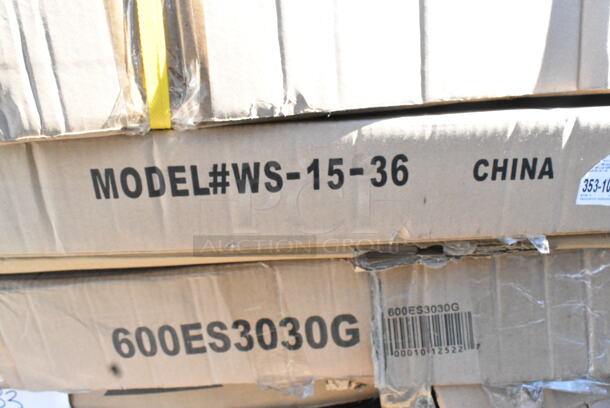 3 BRAND NEW SCRATCH AND DENT! Items Including Advance Tabco WS-15-36 15" x 36" Wall Shelf - Stainless Steel, Regency 600DOS1__4 Stainless Steel Double Deck Overshelf, 427CSTL3131C Lancaster Table & Seating 31 1/2" x 31 1/2" Chrome Square Outdoor Standard Height Table. 3 Times Your Bid! May Be Missing Pieces.  - Image 2 of 5
