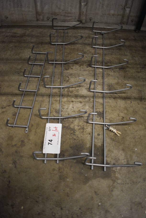 ALL ONE MONEY! Lot of 3 Wall Mount Gray Multi Hooks! Includes 28x2.5x6, 16x2x3 - Image 2 of 3