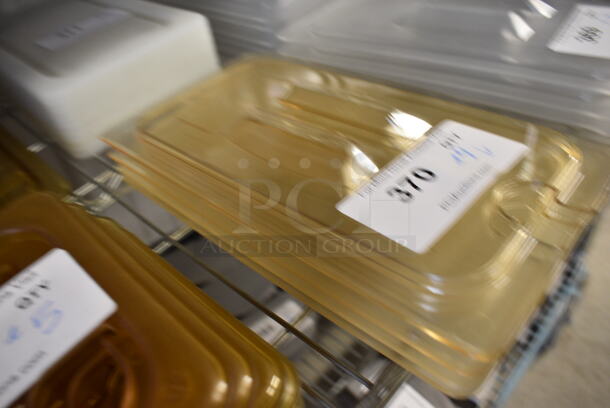 ALL ONE MONEY! Lot of 4 Amber Colored Poly 1/3 Size Drop In Bin Lids! - Image 2 of 3