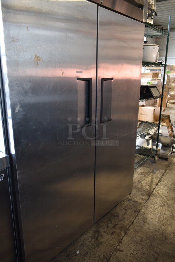 2012 True TG2R-2S ENERGY STAR Stainless Steel Commercial 2 Door Reach In Cooler w/ Poly Coated Racks on Commercial Casters. 115 Volts, 1 Phase. Tested and Working! - Image 3 of 7
