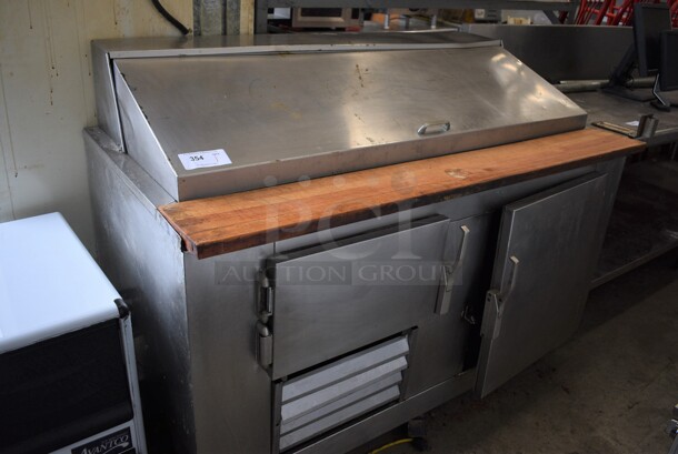 Stainless Steel Commercial Sandwich Salad Prep Table Bain Marie Mega Top w/ Cutting Board. 60x33x45. Tested and Working! - Image 1 of 5