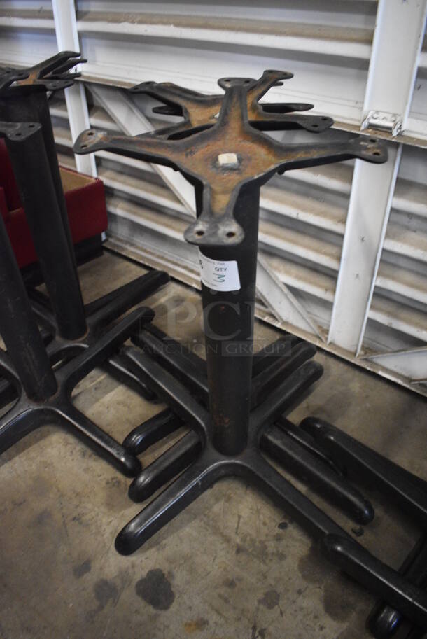 3 Black Metal Table Bases. 31x25x28. 3 Times Your Bid!