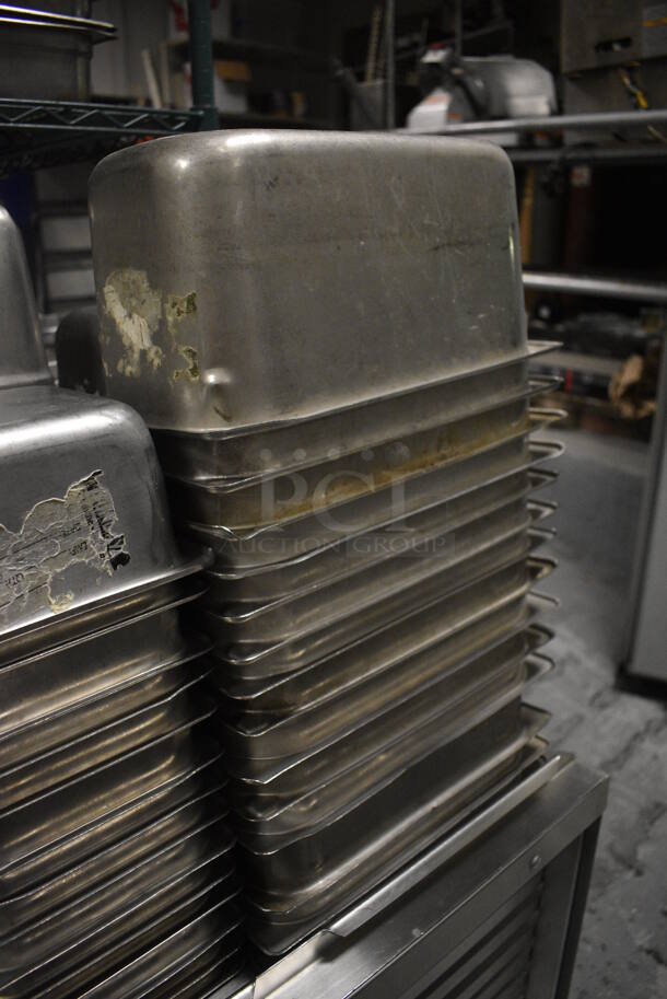 Epco Metal Commercial Pan Transport Rack w/ Various Stainless Steel Drop In Bins Including 1/6x4, 1/6x6, 1/9x4, 1/3x6, 1/2x4. 21x27x36. BUYER MUST REMOVE. (kitchen) - Image 3 of 9
