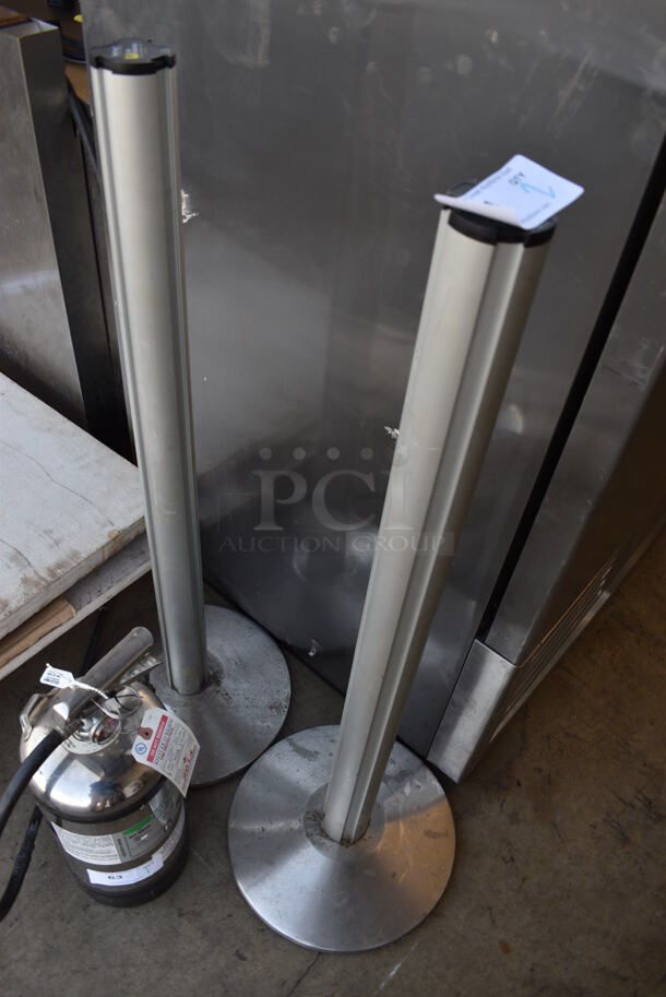 2 Beltrac Metal Stanchions. 14x14x41. 2 Times Your Bid! - Image 2 of 3
