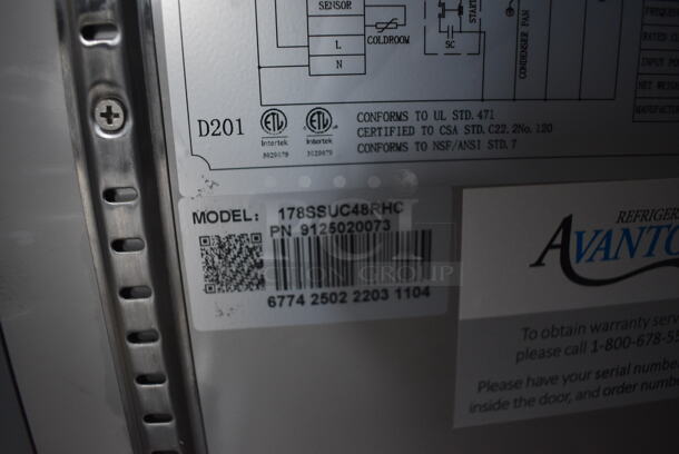 BRAND NEW! Avantco 178SSUC48RHC Stainless Steel Commercial 2 Door Undercounter Cooler on Commercial Casters. 115 Volts, 1 Phase. 48x30x32. Tested and Working! - Image 8 of 8