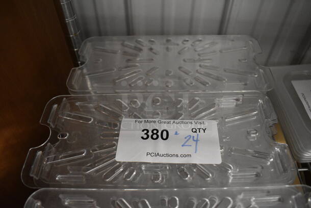 ALL ONE MONEY! Lot of 24 Clear Poly 1/3 Size Drop In Bin Straining Inserts!
