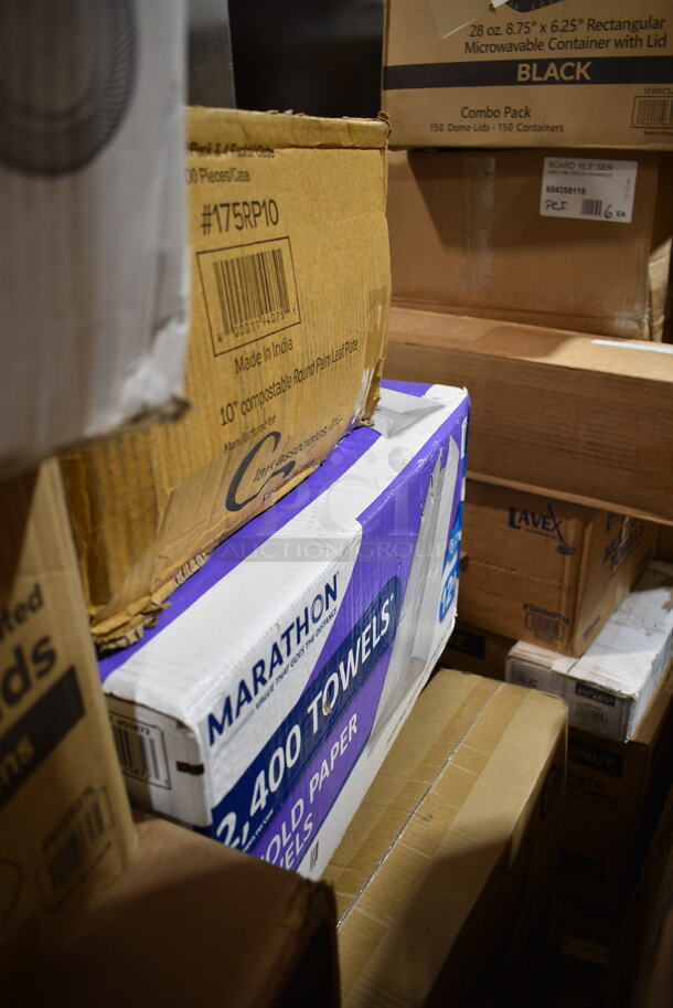 PALLET LOT of 26 BRAND NEW Boxes Including 61260507 Choice Full Size Foil Steam Table Pan Deep 3 3/8" Depth - Full Size Deep - 50/Case, 500TW12 Choice 12 oz. Translucent Thin Wall Plastic Cold Cup - 1000/Case, 760SOUP8WPA Choice 8 oz. White Double Poly-Coated Paper Food Cup with Vented Paper Lid - 250/Case, 7 Box 130HBKCUTFW Visions Individually Wrapped Black Heavy Weight Plastic Fork - 1000/Case, 2 Box 500CC20 Choice Clear PET Customizable Plastic Cold Cup - 20 oz. - 600/Case, Dart Y16T Conex Galaxy 16 oz. Translucent Tall Plastic Cold Cup - 1000/Case, 2 Box 612527L Choice 7" Round Foil-Laminated Board Lid - 500/Case, Dart 85HT1R 8" x 8" x 3" White Foam Square Take Out Container with Perforated Hinged Lid - 200/Case. 26 Times Your Bid! - Image 11 of 12