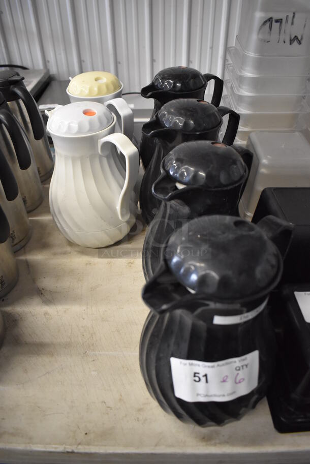 ALL ONE MONEY! Lot of 6 Poly Coffee Urns; 4 Black and 2 White. 9x7x10.5 - Image 1 of 8