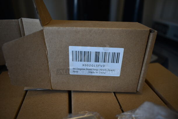 10 BRAND NEW IN BOX! Sets of 2 Stainless Steel 90 Degree 4" Right Angle Padlock Door Hasp / Safety Door Latches / Gate Latches. Brushed Finish. Stock Picture Used as Gallery. 10 Times Your Bid! - Image 4 of 4