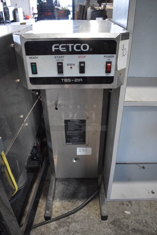 Fetco Model TBS-21A Stainless Steel Commercial Countertop Iced Tea Machine. 120 Volts, 1 Phase. 12x18x34