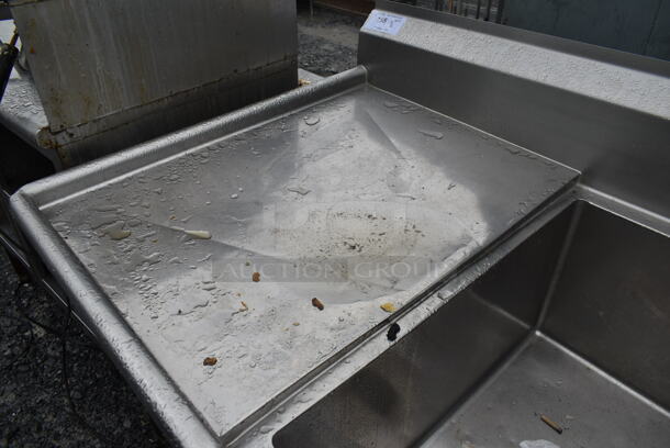 Stainless Steel Commercial 3 Bay Sink w/ Left Side Drain Board, 2 Faucets and 2 Handle Sets. Bays 20x28. Drain Boards 22x31 - Image 3 of 7