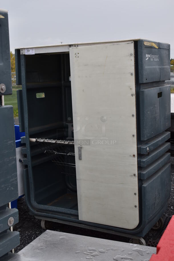 Green and White Poly Cabinet Cart on Casters. Missing Door. 48x29x68 - Image 3 of 6