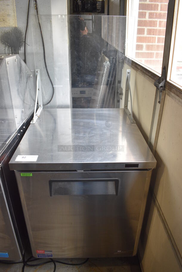 Turbo Air Model MUF-28-N-711S Stainless Steel Commercial Single Door Under Counter Freezer w/ Poly Clear Sneeze Guard. 115 Volts, 1 Phase. 27.5x30x63. Tested and Working!