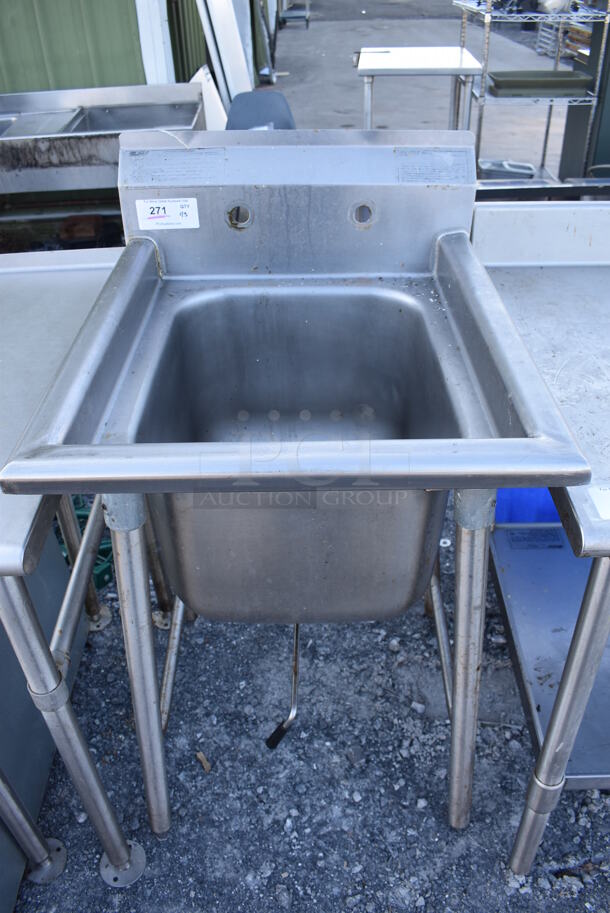 Eagle Stainless Steel Commercial Single Bay Sink. 23x28x44 - Image 1 of 6