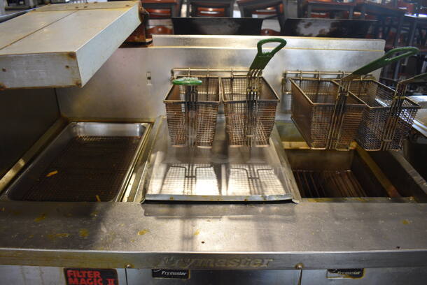 Frymaster Model FM235SD Stainless Steel Commercial Propane Gas Powered Deep Fat Fryer w/ Left Side Dumping Station, 4 Baskets and Lid on Commercial Casters. 110,000 BTU. 47x32x51 - Image 3 of 9