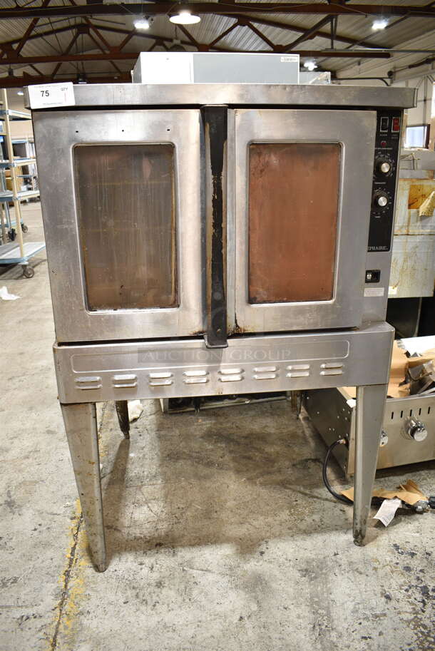 Blodgett Zephaire Stainless Steel Commercial Full Size Natural Gas Powered Convection Oven w/ View Through Doors, Metal Oven Racks and Thermostatic Controls on Metal Legs.  - Image 1 of 5