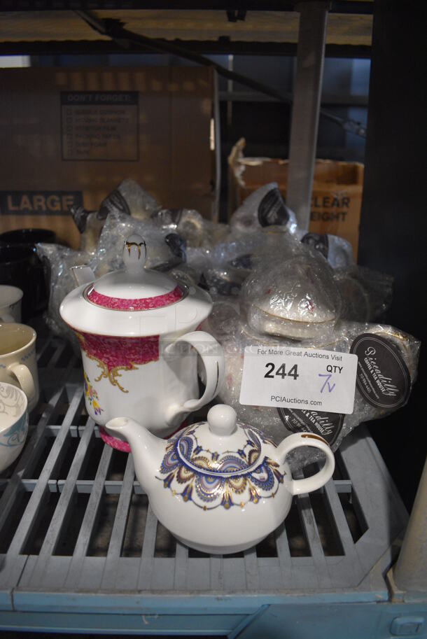 7 Various White Ceramic Tea Pots. Includes 9.5x5.5x7.5. 7 Times Your Bid!