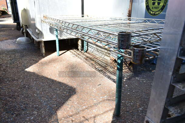 Green Finish Metro Style Dunnage Rack and 2 Chrome Finish Wire Shelf - Image 3 of 3