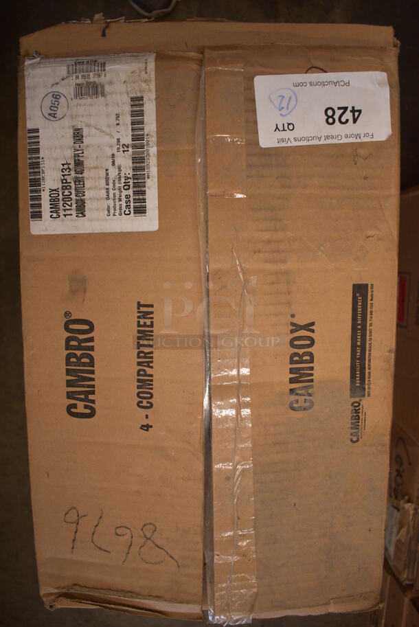 ALL ONE MONEY! Lot of 12 BRAND NEW IN BOX! Cambro Brown Poly 4 Compartment Silverware Caddies. 11.5x20.5x3.5 - Image 3 of 3