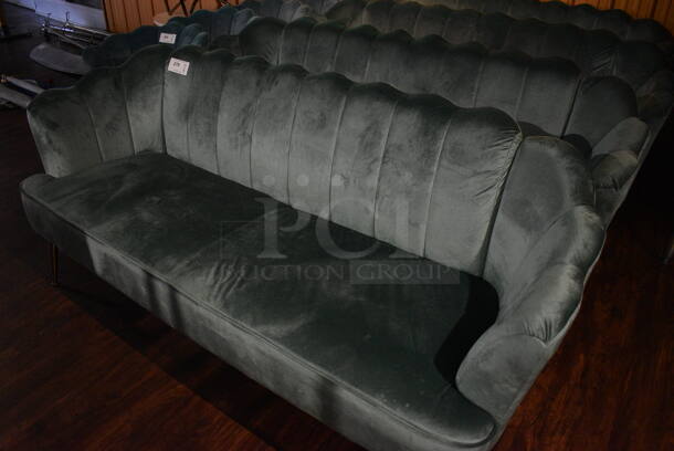 4 Blue Couches on Metal Legs. 76x29x33. 4 Times Your Bid! (lounge) - Image 3 of 5
