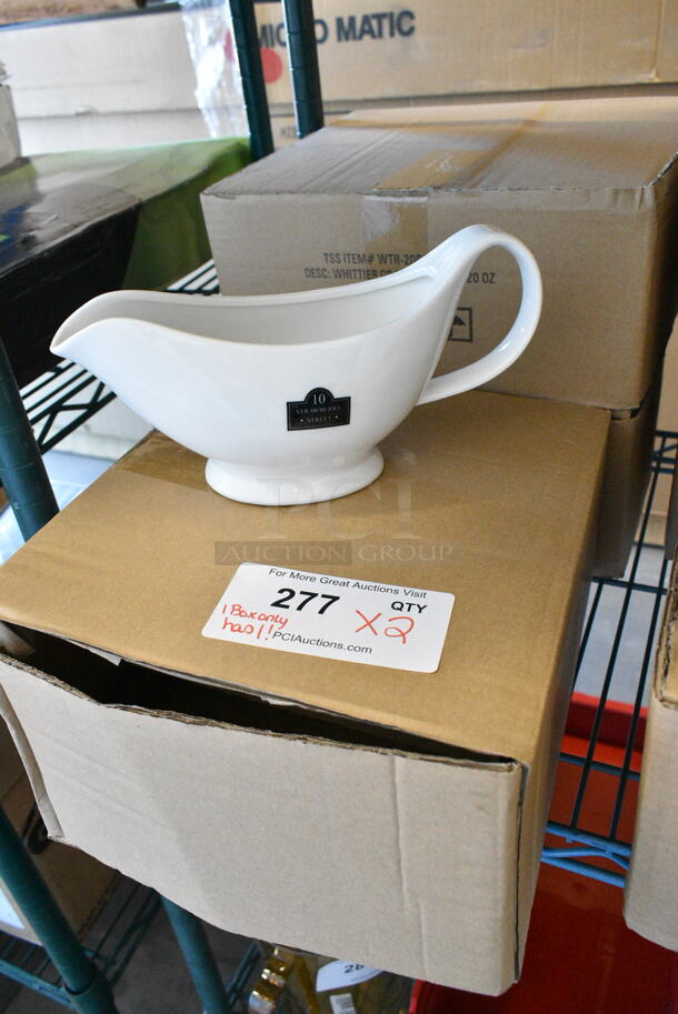 2 Box of 3 BRAND NEW SCRATCH AND DENT! 10 Strawberry Street WTR-20GRAVY-XG Whittier 20 oz. White Porcelain Gravy Boat. 1 Box Missing 2. 2 Times Your Bid!  - Image 2 of 6