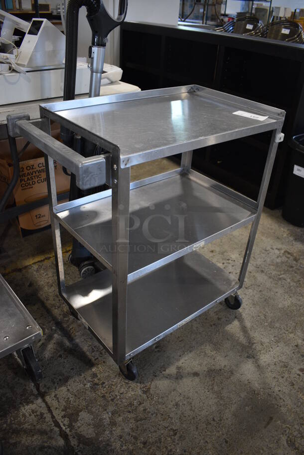Stainless Steel 3 Tier Cart w/ Push Handle on Commercial Casters. 28x16x32 - Image 3 of 3