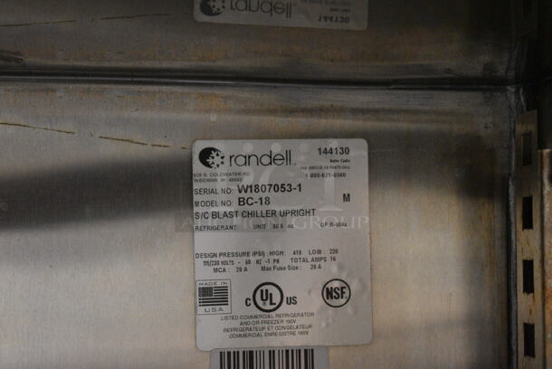 2018 Randell Model BC-18 Stainless Steel Commercial Floor Style Blast Chiller w/ 4 Probes. 115/230 Volts, 1 Phase. 40x37x70 - Image 7 of 7