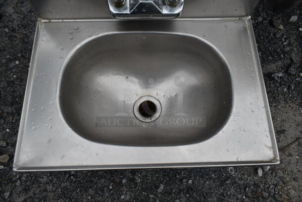 Stainless Steel Commercial Single Bay Wall Mount Sink w/ Faucet and Handles. - Image 4 of 4