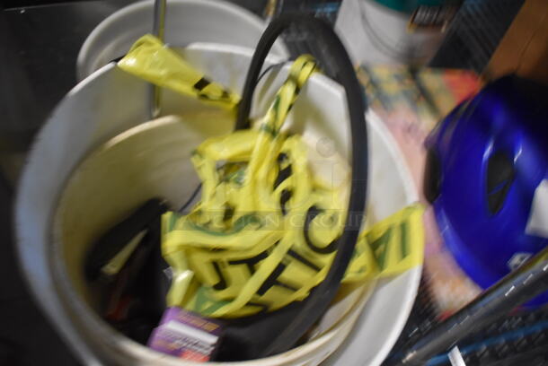 ALL ONE MONEY! Lot of Various Items Including Caution Tape in White Poly Bin - Image 6 of 6