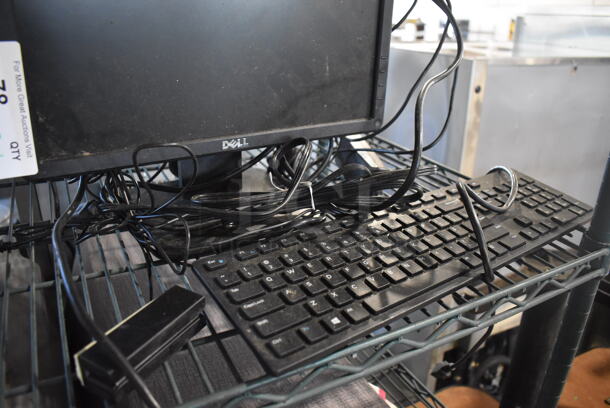 Dell E1715S 17" Computer Monitor w/ Computer Keyboard  - Image 3 of 5