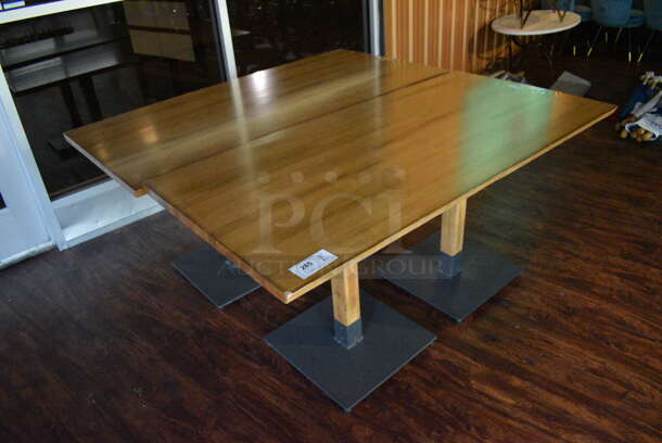 2 Wood Pattern Tables on 2 Metal Table Bases. 60x29.5x29. 2 Times Your Bid! (lounge) - Image 2 of 4